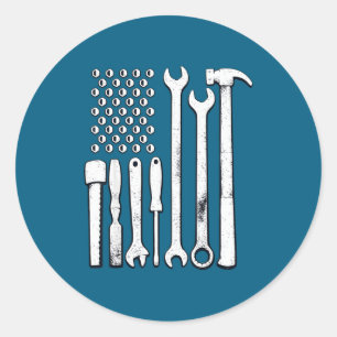 Mechanic Tools American Flag Usa Classic Round Sticker