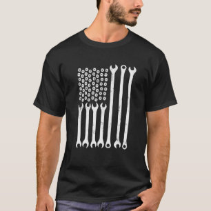 Mechanic US Flag Tuner Car Repairing Tools Mechani T-Shirt