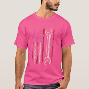 Mechanic USA American Flag Patriotic For Men Women T-Shirt