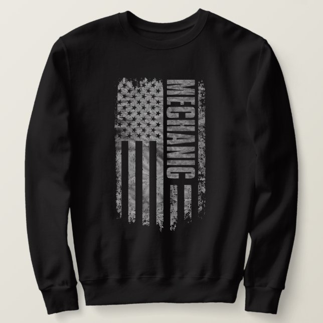 Mechanic USA Flag Distressed design Sweatshirt (Design Front)