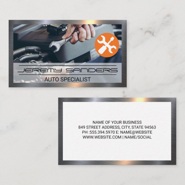 Mechanic Using a Wrench | Auto Services Business Card (Front/Back)