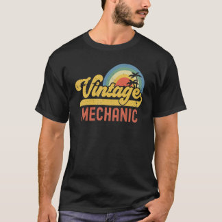 Mechanic Vintage Sunset Profession Retro Job Title T-Shirt