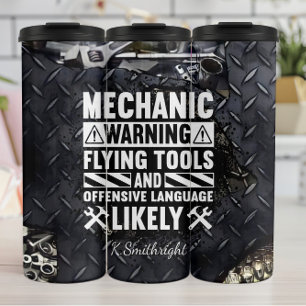 Mechanic Warning Flying Tools Language Thermal Tumbler