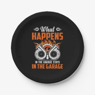 Mechanic What Happens In The Garage Paper Plate