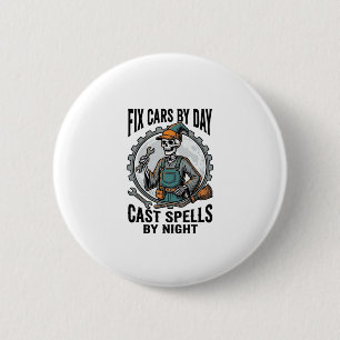 Mechanic Witch Shirt Vintage Halloween Repair Art_ 6 Cm Round Badge
