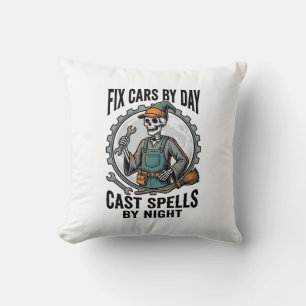Mechanic Witch Shirt Vintage Halloween Repair Art_ Cushion