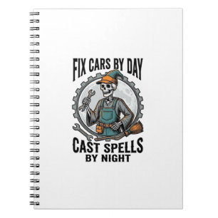 Mechanic Witch Shirt Vintage Halloween Repair Art_ Notebook