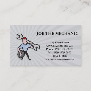 Mechanic With Tire Socket Wrench And Tire Business Card