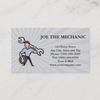 Mechanic With Tire Socket Wrench And Tire Business Card