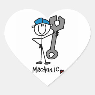 Mechanic With Wrench Stick Figure Heart Sticker