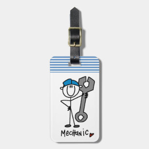Mechanic With Wrench Stick Figure Luggage Tag