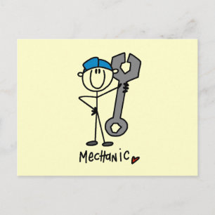 Mechanic With Wrench Stick Figure Postcard