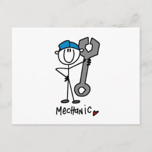Mechanic With Wrench Stick Figure Postcard