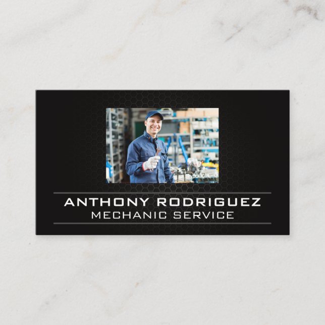 Mechanic Working on Car Business Card (Front)