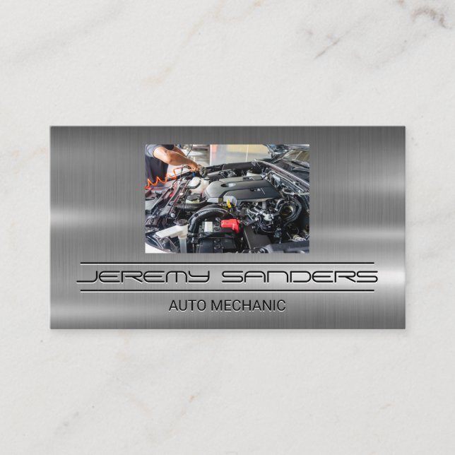 Mechanic Working on Engine | Technician Business Card (Front)