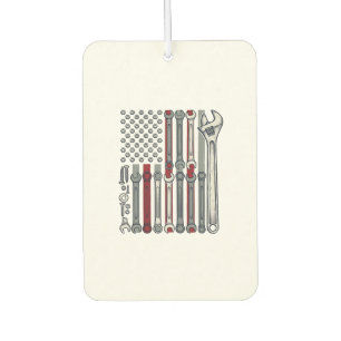 Mechanic Wrench Flag Vintage Engraving Vector Desi Car Air Freshener