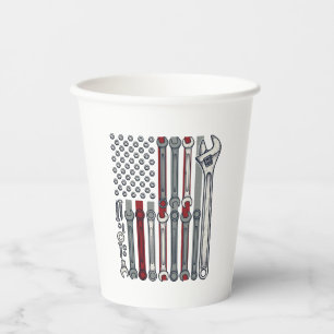 Mechanic Wrench Flag Vintage Engraving Vector Desi Paper Cups
