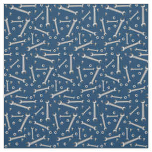 Mechanic Wrench Nuts and Bolts Pattern Fabric