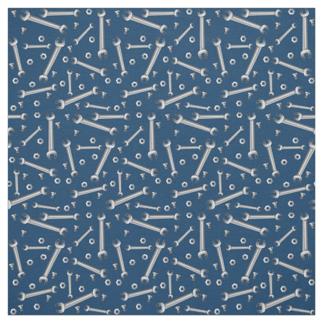 Mechanic Wrench Nuts and Bolts Pattern Fabric (Swatch)