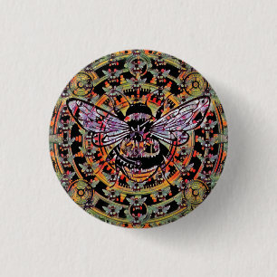 Mechanical Bee Collage  3 Cm Round Badge