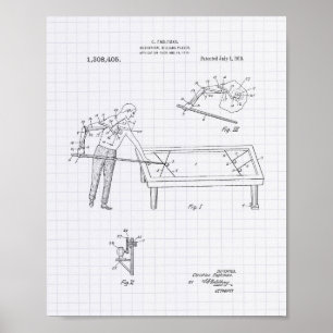Mechanical Billiard 1919 Patent Art - Lined Peper Poster