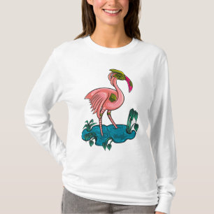 Mechanical Bird, Pink Flamingo Mecha Robot T-Shirt