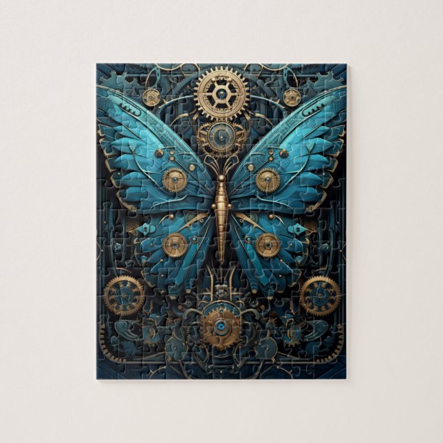 Mechanical Blue Monarch Butterfly Puzzle (Vertical)