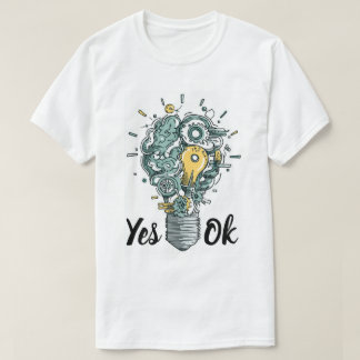 Mechanical Brain Lightbulb Art T-Shirt