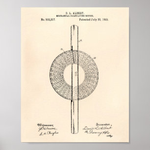 Mechanical Calculating 1893 Patent Art Old Peper Poster