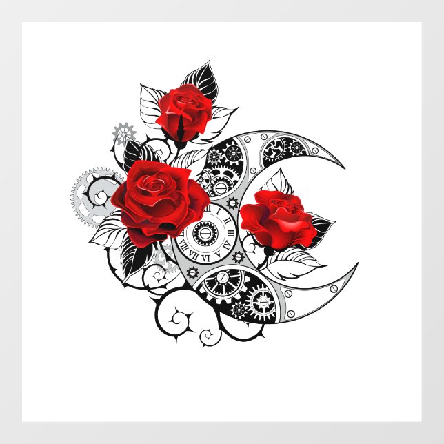Mechanical Crescent with Red Roses (Sheet)