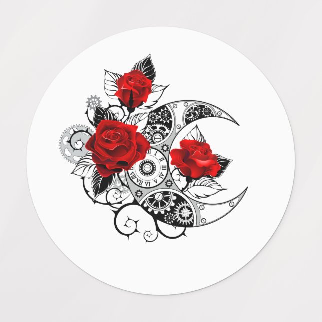 Mechanical Crescent with Red Roses (Design 1)