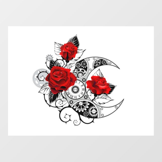 Mechanical Crescent with Red Roses (Sheet)