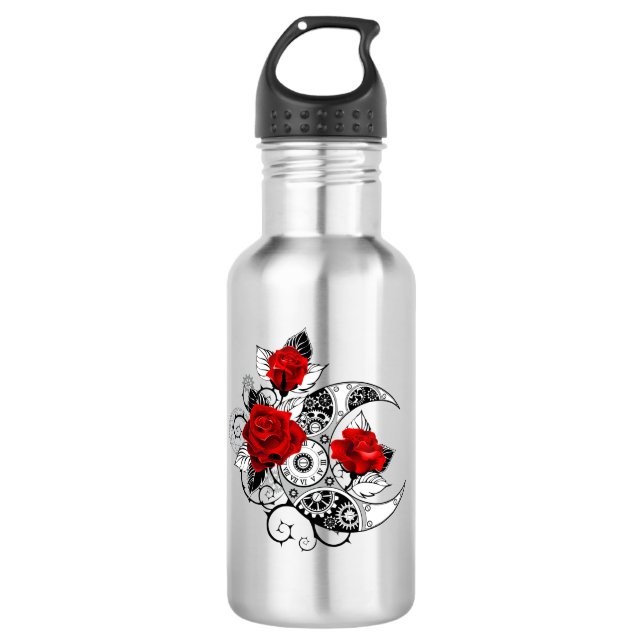 Mechanical Crescent with Red Roses 710 Ml Water Bottle (Front)
