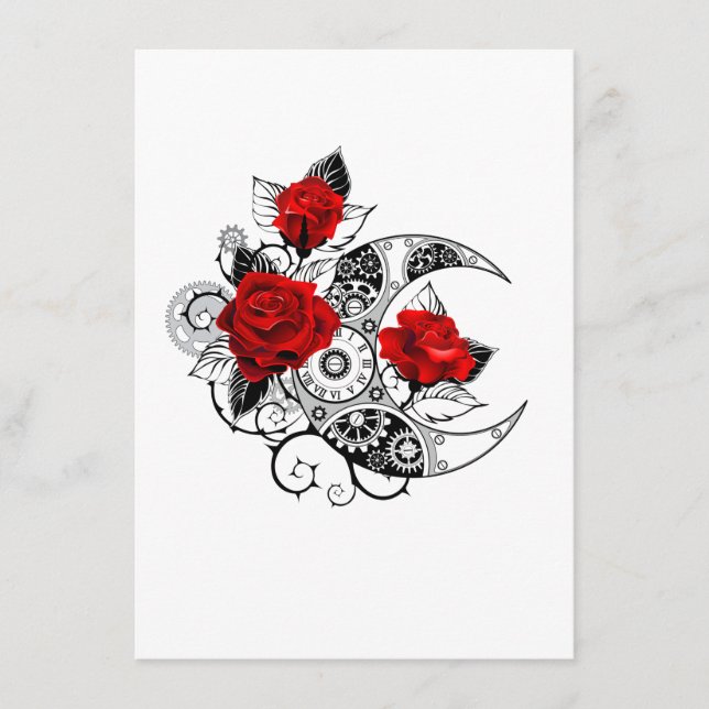 Mechanical Crescent with Red Roses Advice Card (Front)