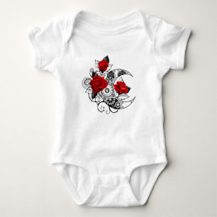 Mechanical Crescent with Red Roses Baby Bodysuit