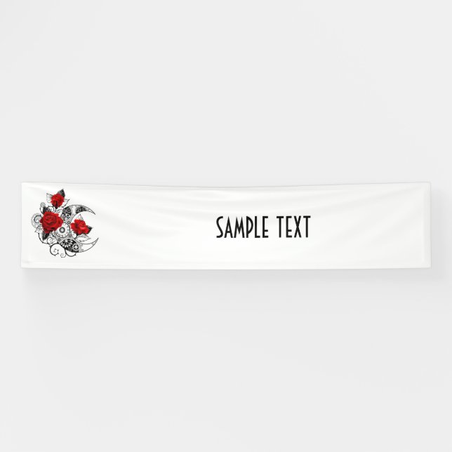 Mechanical Crescent with Red Roses Banner (Horizontal)