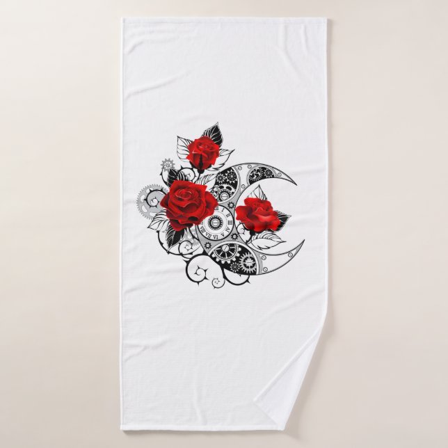 Mechanical Crescent with Red Roses Bath Towel (Bath Towel)