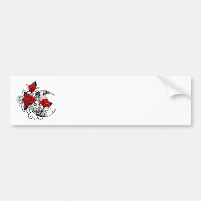 Mechanical Crescent with Red Roses Bumper Sticker (Front)