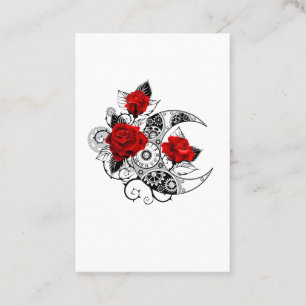 Mechanical Crescent with Red Roses Business Card