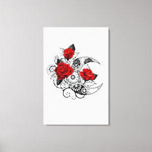 Mechanical Crescent with Red Roses Canvas Print