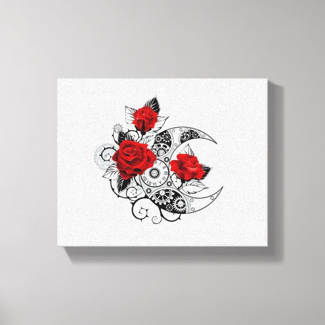 Mechanical Crescent with Red Roses Canvas Print (Front)