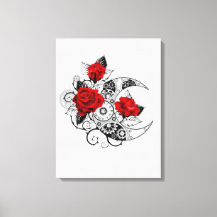 Mechanical Crescent with Red Roses Canvas Print