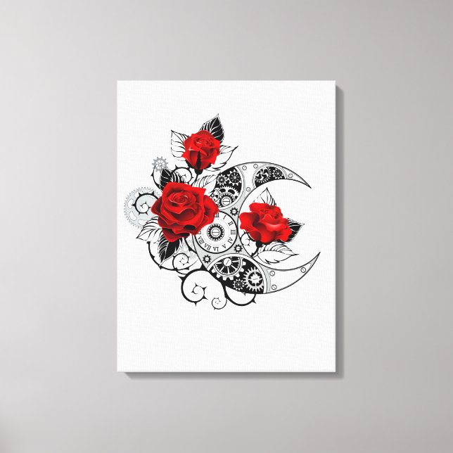 Mechanical Crescent with Red Roses Canvas Print (Front)