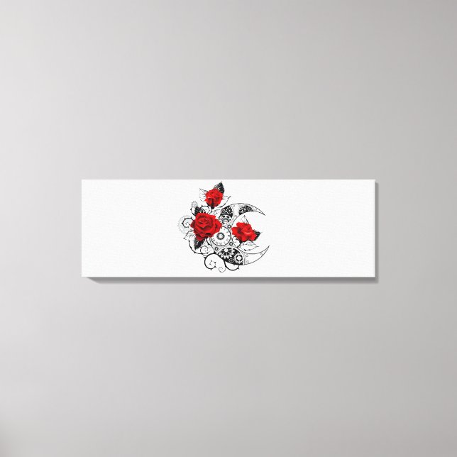 Mechanical Crescent with Red Roses Canvas Print (Front)