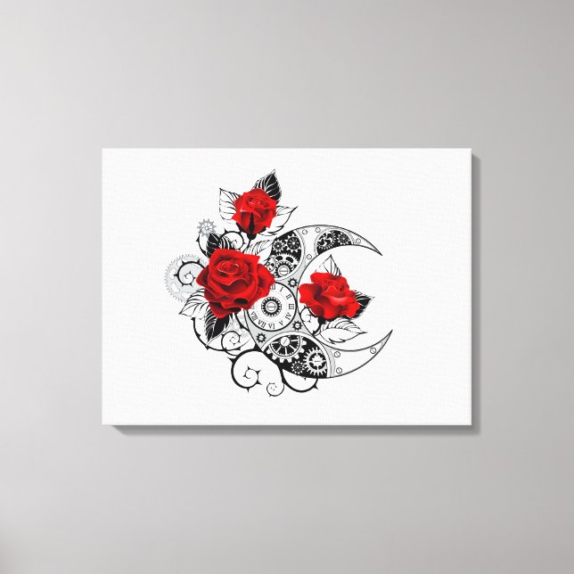 Mechanical Crescent with Red Roses Canvas Print (Front)