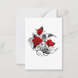 Mechanical Crescent with Red Roses Card