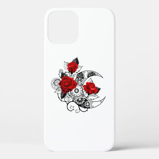 Mechanical Crescent with Red Roses Case-Mate iPhone Case (Back)