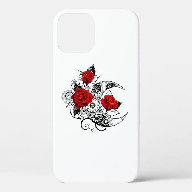 Mechanical Crescent with Red Roses Case-Mate iPhone Case (Back)