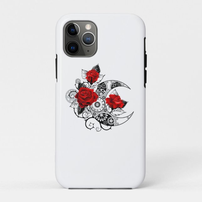 Mechanical Crescent with Red Roses Case-Mate iPhone Case (Back)