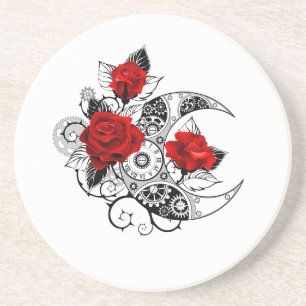 Mechanical Crescent with Red Roses Coaster